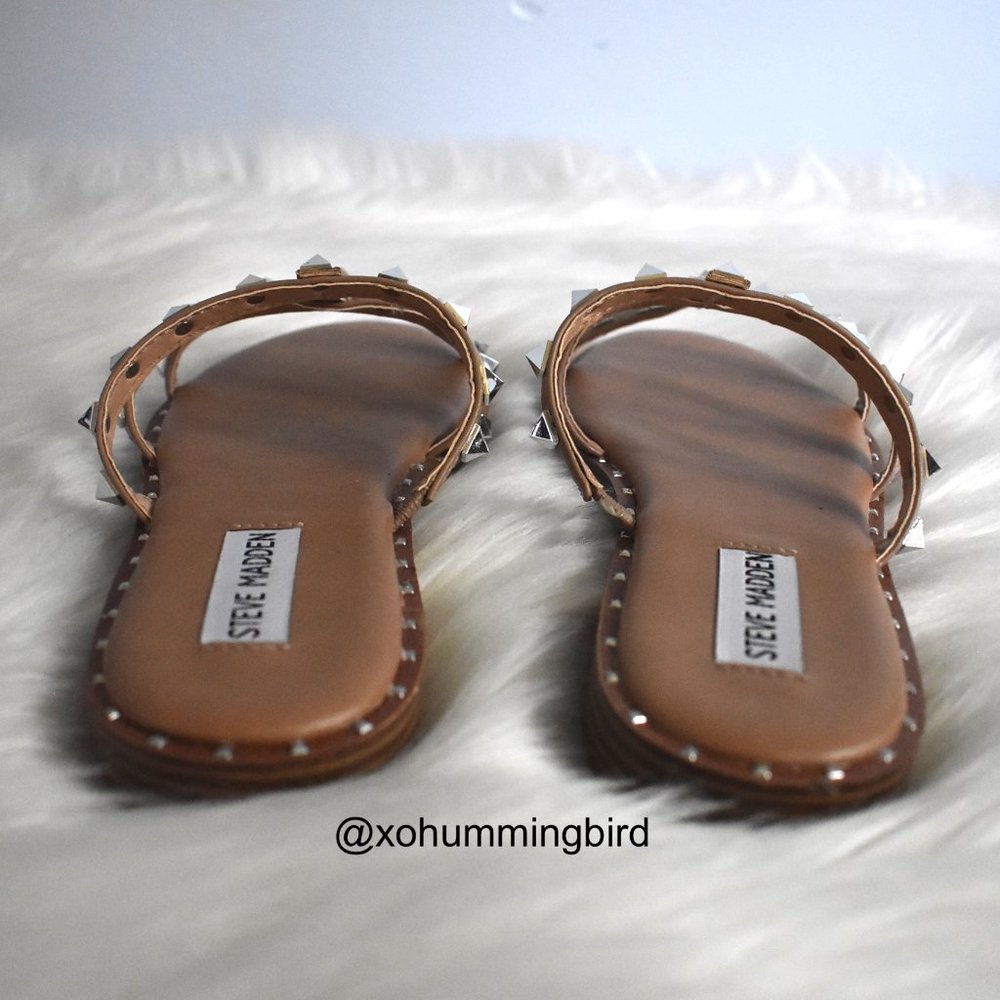 Steve Madden | Averill Strappy Studded Gladiator Sandal (Tan) - Picture 8 of 11